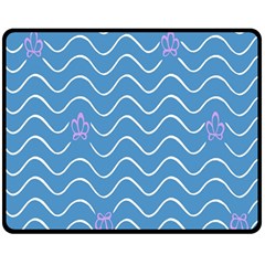 Springtime Wave Blue White Purple Floral Flower Double Sided Fleece Blanket (medium)  by Alisyart