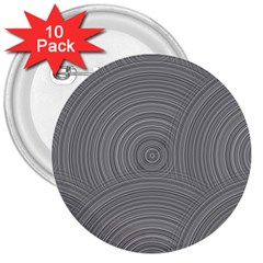 Circular Brushed Metal Bump Grey 3  Buttons (10 Pack)  by Alisyart