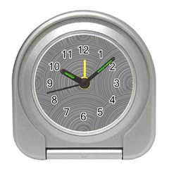 Circular Brushed Metal Bump Grey Travel Alarm Clocks