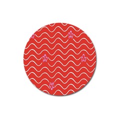 Springtime Wave Red Floral Flower Magnet 3  (round) by Alisyart