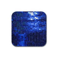 Blue Sequins Rubber Square Coaster (4 Pack)  by boho