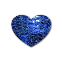 Blue Sequins Rubber Coaster (heart)  by boho