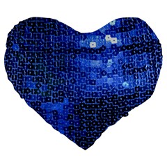Blue Sequins Large 19  Premium Heart Shape Cushions by boho