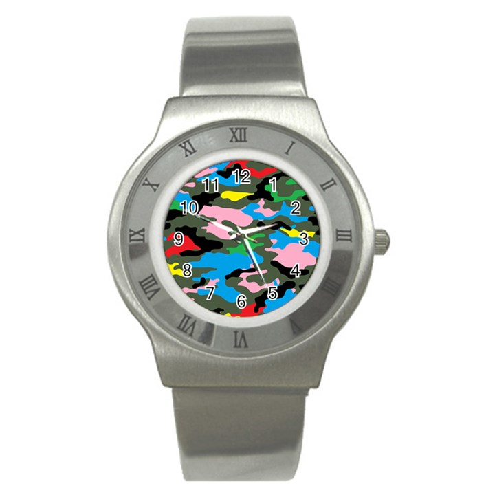 Rainbow Camouflage Stainless Steel Watch