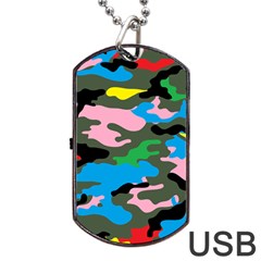 Rainbow Camouflage Dog Tag Usb Flash (one Side) by boho