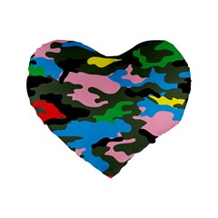 Rainbow Camouflage Standard 16  Premium Flano Heart Shape Cushions by boho