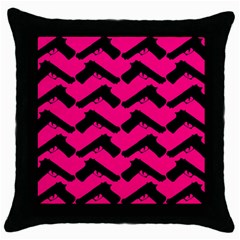 Pink Gun Throw Pillow Case (black)