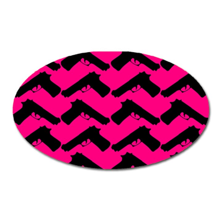 Pink Gun Oval Magnet