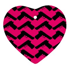 Pink Gun Heart Ornament (two Sides)