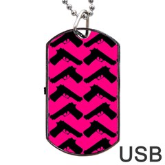 Pink Gun Dog Tag USB Flash (One Side)