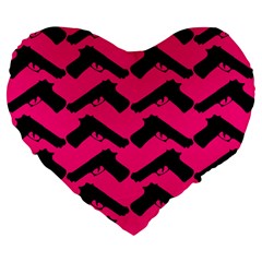 Pink Gun Large 19  Premium Heart Shape Cushions