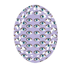 Purple Eyeballs Oval Filigree Ornament (two Sides)