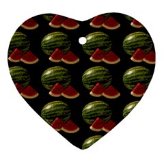 Black Watermelon Heart Ornament (two Sides) by boho