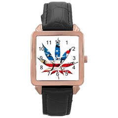 Marijuana Rose Gold Leather Watch  by boho