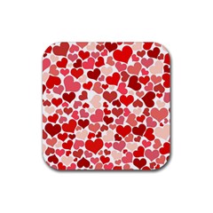 Red Hearts Rubber Coaster (square)  by boho