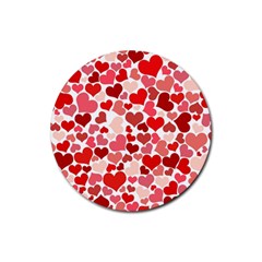 Red Hearts Rubber Round Coaster (4 Pack)  by boho