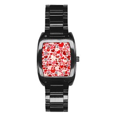 Red Hearts Stainless Steel Barrel Watch by boho