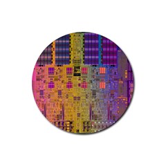 Circuit Board Pattern Lynnfield Die Rubber Round Coaster (4 pack) 