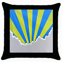 Sunlight Clouds Blue Sky Yellow White Throw Pillow Case (black)