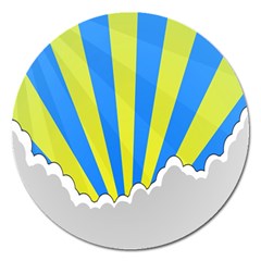 Sunlight Clouds Blue Sky Yellow White Magnet 5  (round) by Alisyart