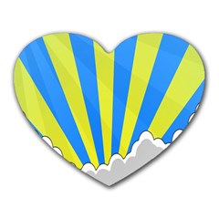 Sunlight Clouds Blue Sky Yellow White Heart Mousepads