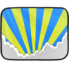 Sunlight Clouds Blue Sky Yellow White Double Sided Fleece Blanket (mini) 