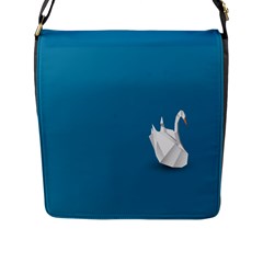 Swan Animals Swim Blue Water Flap Messenger Bag (l) 