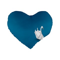 Swan Animals Swim Blue Water Standard 16  Premium Flano Heart Shape Cushions by Alisyart