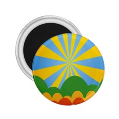 Sunlight Clouds Blue Yellow Green Orange White Sky 2 25  Magnets