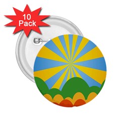 Sunlight Clouds Blue Yellow Green Orange White Sky 2 25  Buttons (10 Pack)  by Alisyart