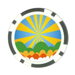 Sunlight Clouds Blue Yellow Green Orange White Sky Poker Chip Card Guard (10 Pack)