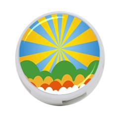 Sunlight Clouds Blue Yellow Green Orange White Sky 4-port Usb Hub (two Sides) 