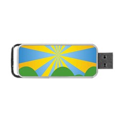 Sunlight Clouds Blue Yellow Green Orange White Sky Portable Usb Flash (two Sides)