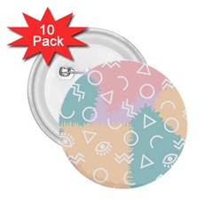 Triangle Circle Wave Eye Rainbow Orange Pink Blue Sign 2 25  Buttons (10 Pack)  by Alisyart