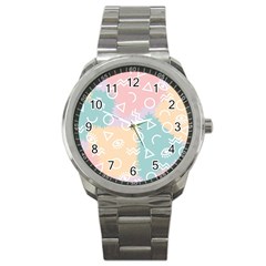 Triangle Circle Wave Eye Rainbow Orange Pink Blue Sign Sport Metal Watch