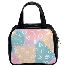 Triangle Circle Wave Eye Rainbow Orange Pink Blue Sign Classic Handbags (2 Sides)