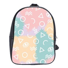 Triangle Circle Wave Eye Rainbow Orange Pink Blue Sign School Bags(large) 