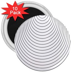 Wave Black White Line 3  Magnets (10 Pack)  by Alisyart