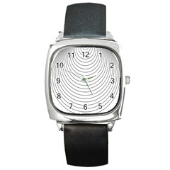 Wave Black White Line Square Metal Watch