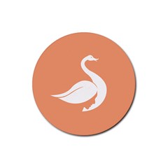 Swan Girl Face Hair Face Orange White Rubber Round Coaster (4 Pack) 