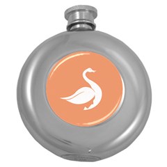 Swan Girl Face Hair Face Orange White Round Hip Flask (5 Oz) by Alisyart