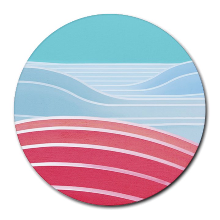 Wave Waves Blue Red Round Mousepads