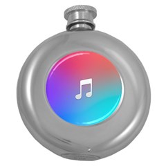 Tunes Sign Orange Purple Blue White Music Notes Round Hip Flask (5 Oz) by Alisyart