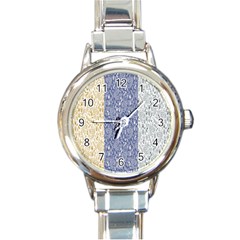 Flower Floral Grey Blue Gold Tulip Round Italian Charm Watch by Alisyart