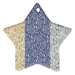 Flower Floral Grey Blue Gold Tulip Star Ornament (two Sides)