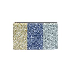 Flower Floral Grey Blue Gold Tulip Cosmetic Bag (small) 