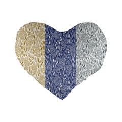 Flower Floral Grey Blue Gold Tulip Standard 16  Premium Flano Heart Shape Cushions