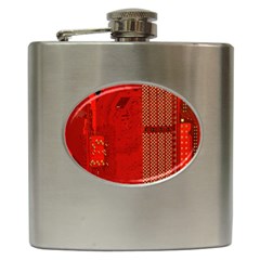 Computer Texture Red Motherboard Circuit Hip Flask (6 Oz) by Simbadda