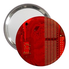 Computer Texture Red Motherboard Circuit 3  Handbag Mirrors by Simbadda