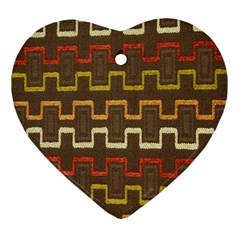 Fabric Texture Vintage Retro 70s Zig Zag Pattern Ornament (heart) by Simbadda